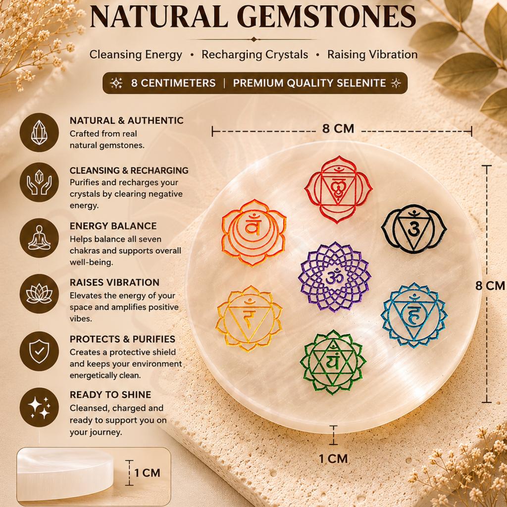 7 Chakra's Selenite Plate