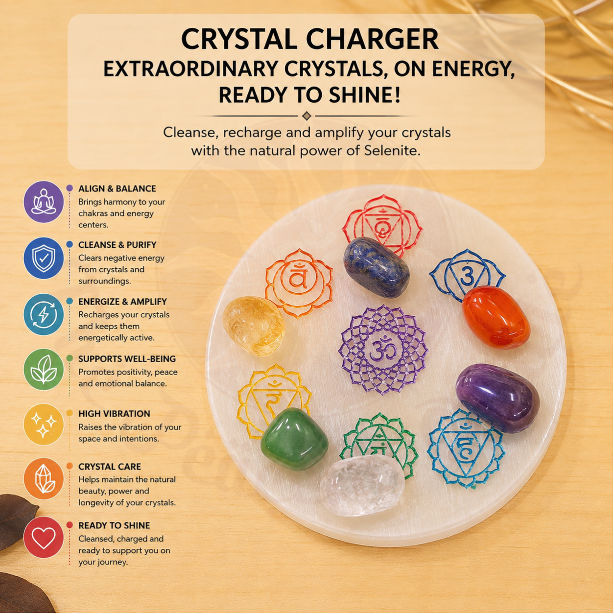 7 Chakra's Selenite Plate