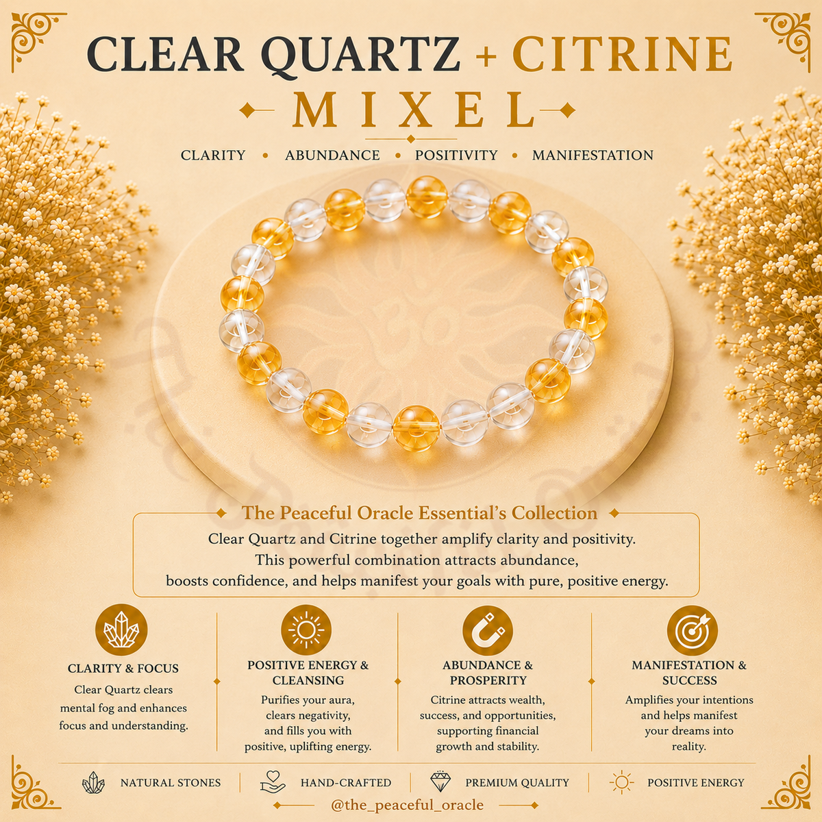 Clear quartz + Citrine Mixel Bracelet