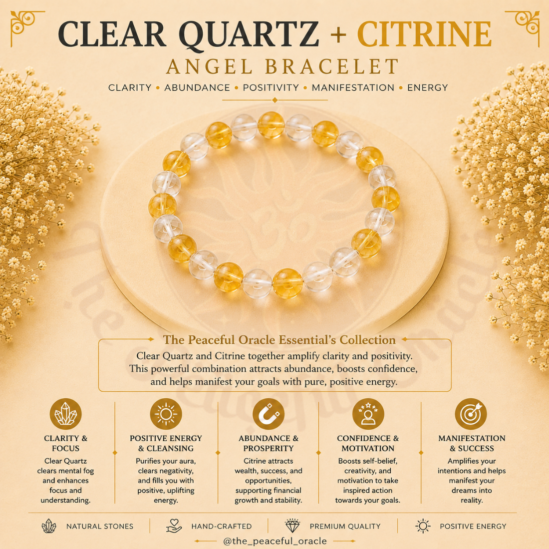 Clear quartz + Citrine Bracelet