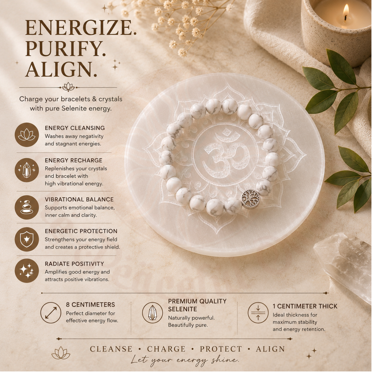 OM Symbol Selenite Plate