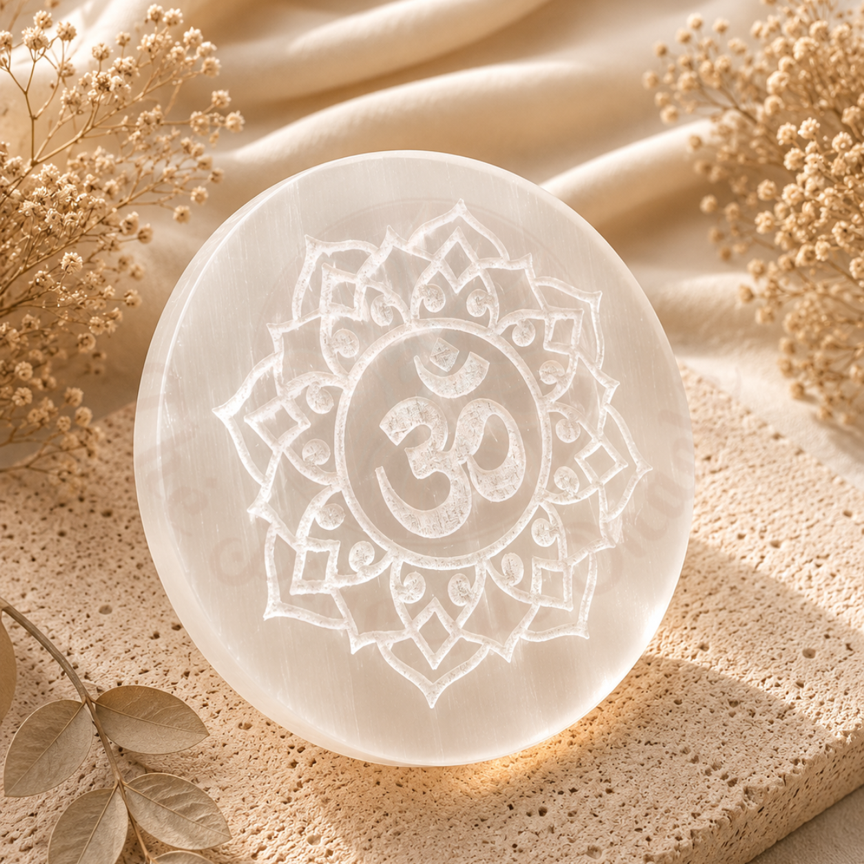 OM Symbol Selenite Plate